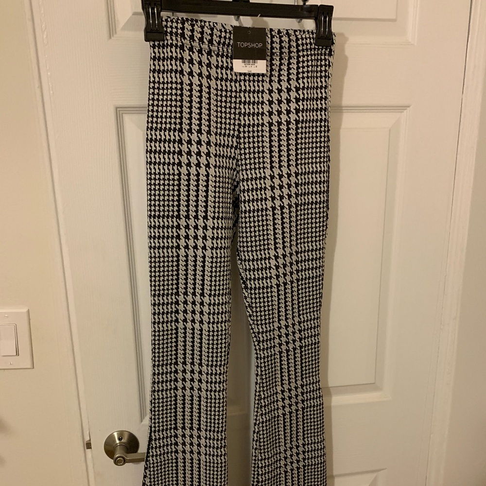 Topshop Black and white houndstooth pants